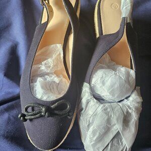 Navy wedge shoes